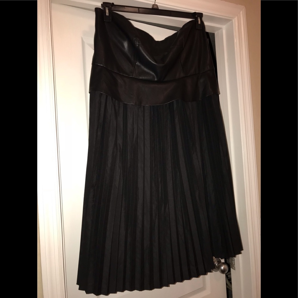 Leather and pleated bottom dress
